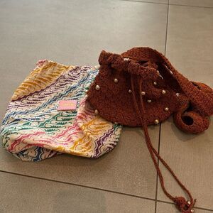 Suryo Pearl Embellished Crochet Bucket Bag